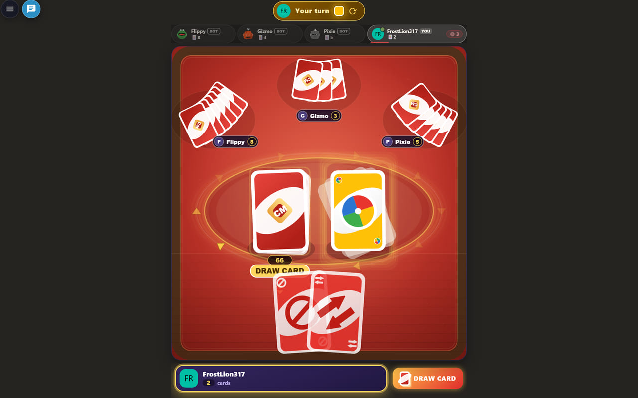 Color Match — playing a +2 card