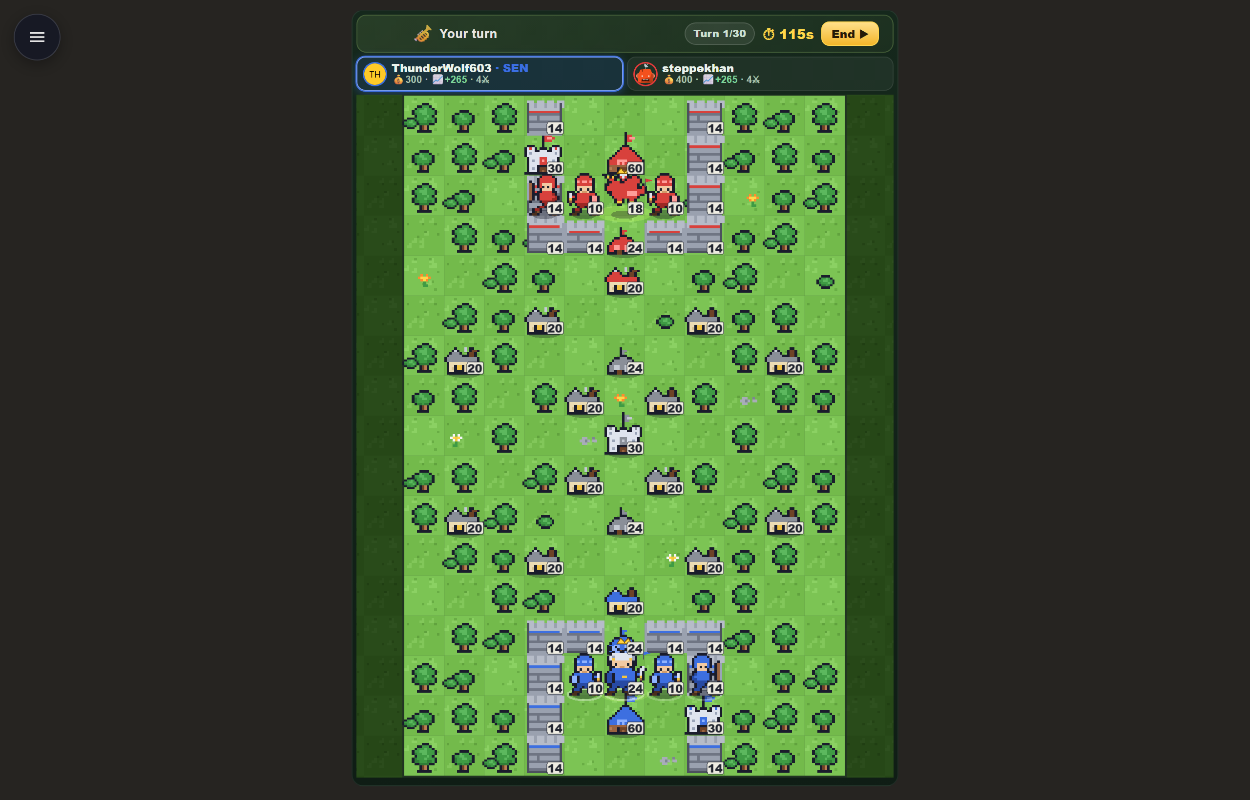 Warfront — turn-based war strategy game map