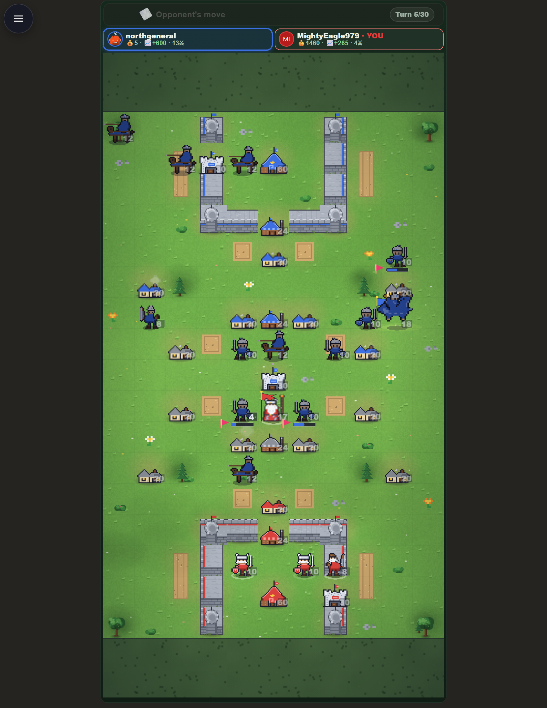 Polytopia alternative Warfront — turn-based grid strategy with clashing units mid-battle